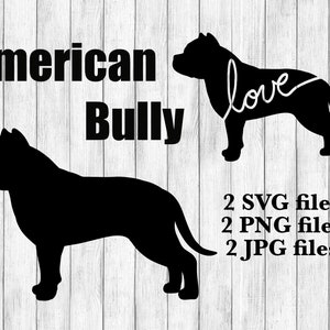 American Bully XL Cane Razza Silhouette Cursive Love Canine Pet Digital Download Cutting File SVG PNG
