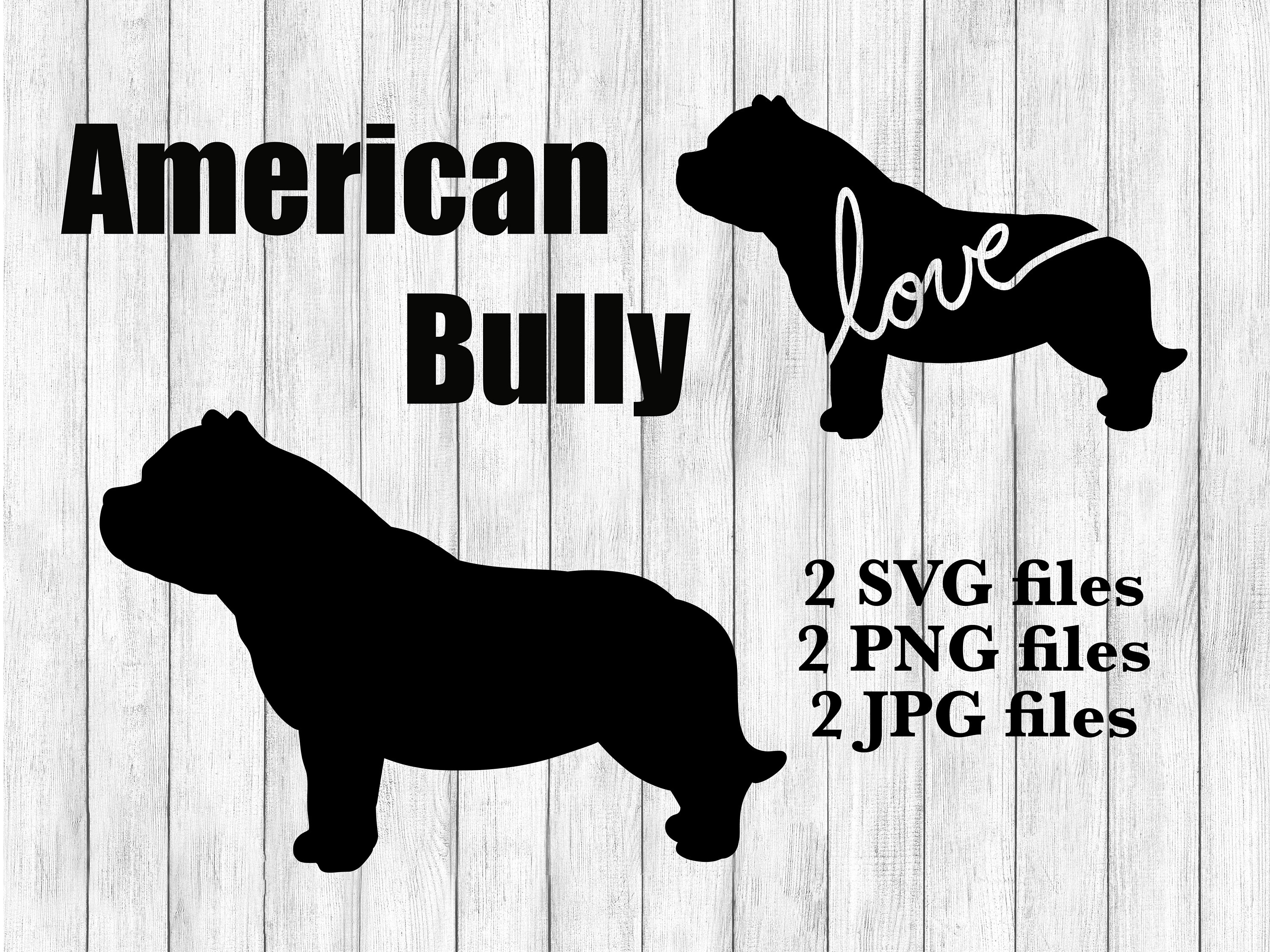 American Bully Pocket Dog Breed Silhouette Cursive Love Canine Pet Digital Download Cutting File