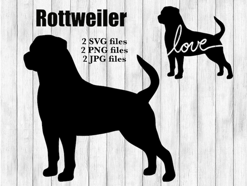 Download Rottweiler Dog Breed Silhouette Cursive Love Canine Pet Etsy