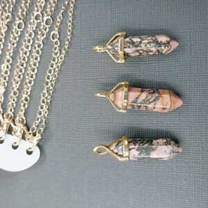 Rhodonite Pendant Necklace, Rhodonite Point Necklace, Genuine Healing Point Crystal Necklace, Pink Gemstone,