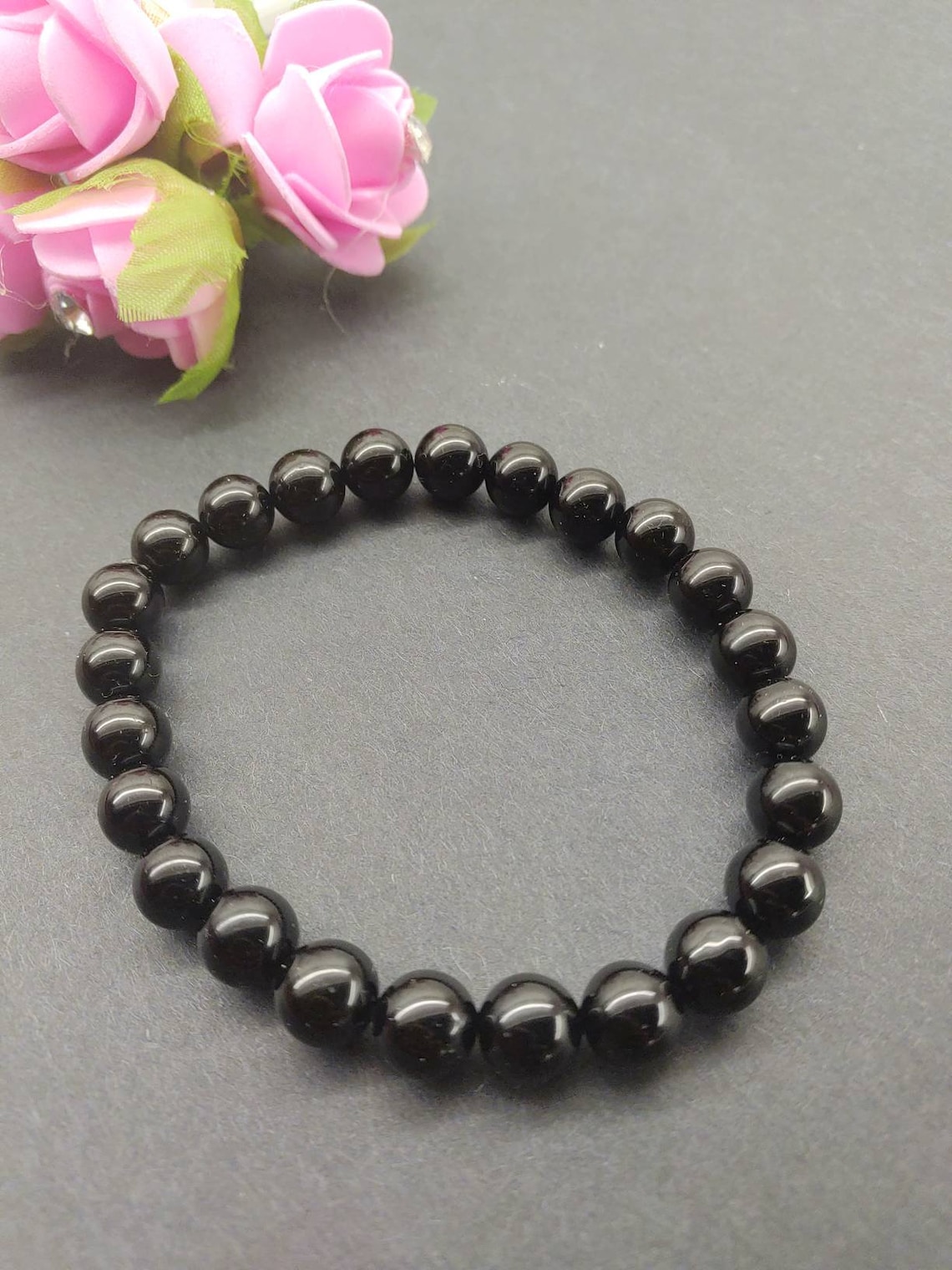 8mm Black Obsidian Bracelet Natural Black Obsidian bracelet | Etsy