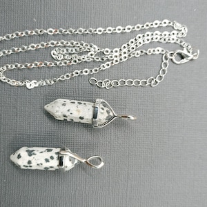 Dalmatian Jasper Crystal Necklace, Dalmatian Jasper Necklace, Gold Filled Chain with Extender