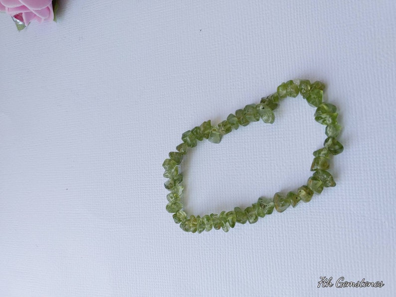 Natural Peridot Chips Bracelet Crystal Bracelet Peridot Bracelet