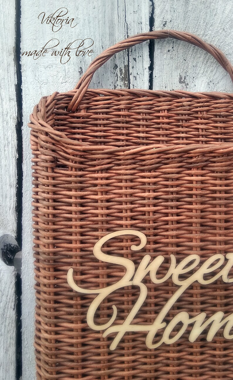 Wicker wall hanging basket front door decor flower basket Etsy