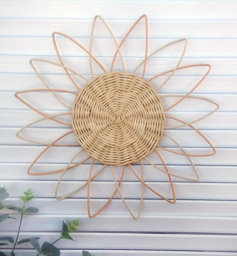 Wall basket set of 7 plate with raffia wall baskets wall Etsy