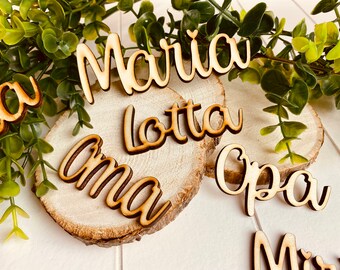 Namen aus Holz Platzkarten Hochzeit Hochzeitsdekoration Sitzplan Namensschild Tischnamen aus Holz Platzkarte Tischschmuck Taufe Konfirmation