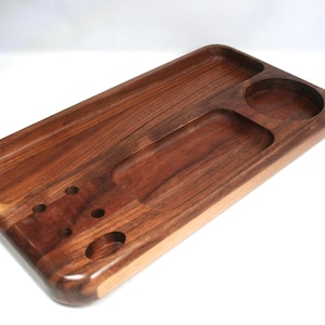 Compartmented Walnut Rolling Tray