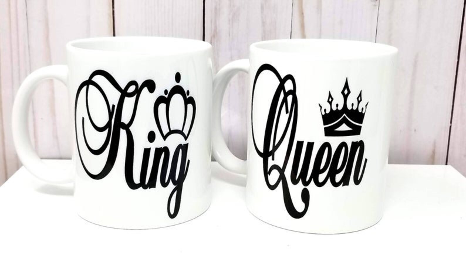 King Queen Coffee Mug Set Couples Mug Set Anniversary Gift Etsy