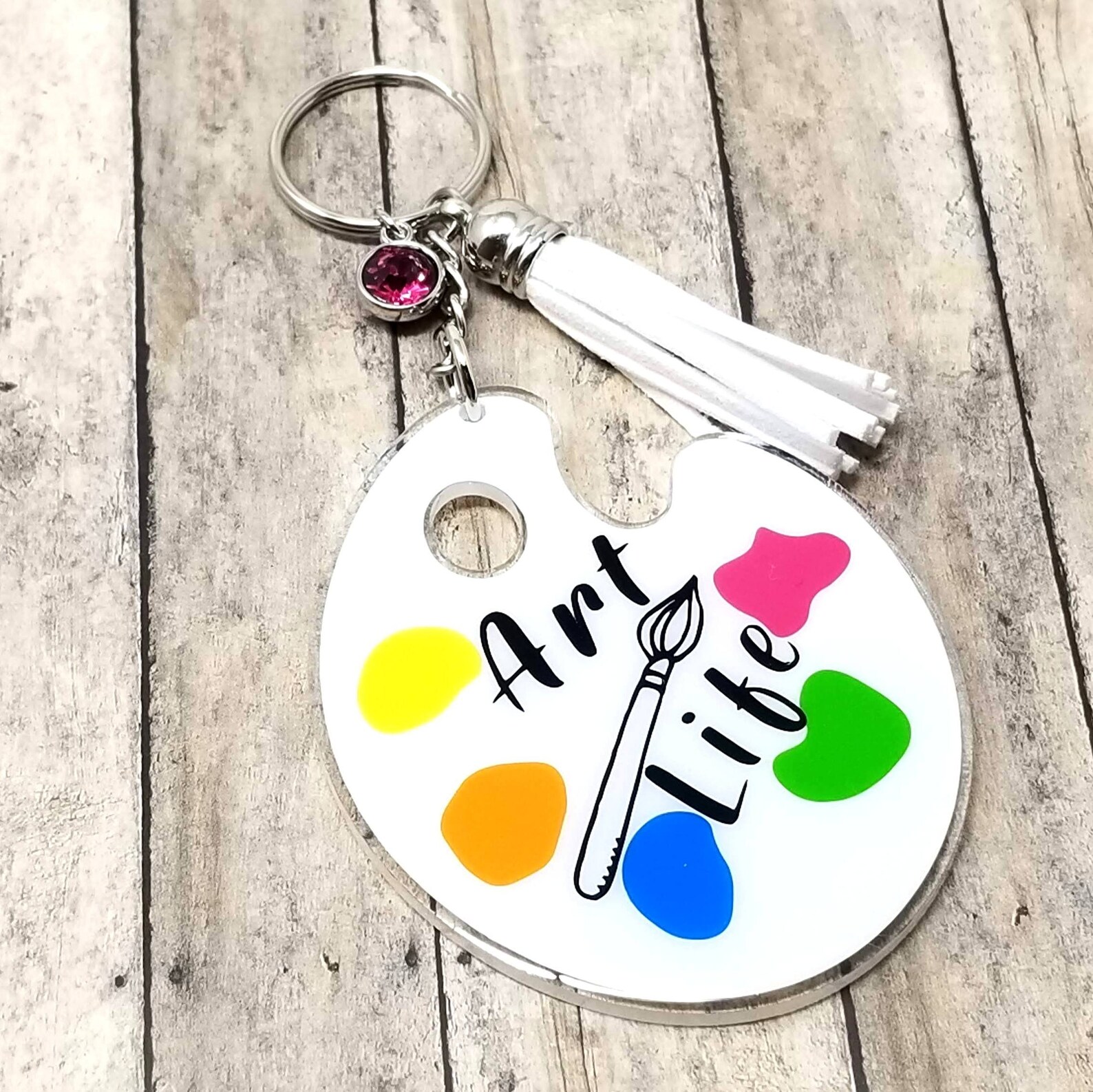 Artist Palette Acrylic Keychain White Artist Palette Zipper Etsy