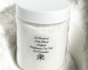 Faith blessed Mediterranean sea salt for consumption 12oz Benedicaria salt blessings #blessedsalt #benedicariasalt #saltforconsumption #pray