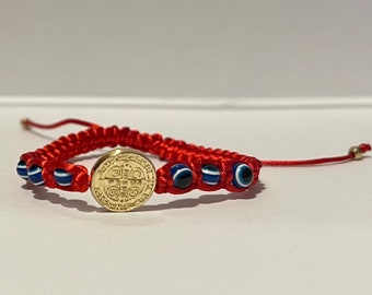 St. Benedict Evil Eye 6/3 blue eye red bracelet handmade #redevileye #stbenedictbracelet #evileyebracelet #protection #evileyebracelets