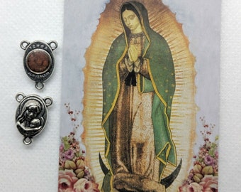 Virgin Mary of Guadalupe and rosary centerpiece of holy land earth #rosarycenterpiece #virginmary #holylandearth #rosary #catholic