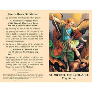 St. Michael Archangel Catholic prayer card in English #stmichaelprayercards #stmichael #archangelmichael #saintmichael