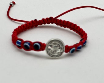 St. Benedict blue evil eye handmade bracelet (3 per side) #evileyebacelet #evileyeprotection #blueevileyebracelet #protectiontalisman