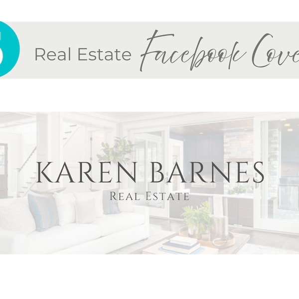 5 Real Estate Facebook Cover Photo Templates!  Instant Access | Marketing