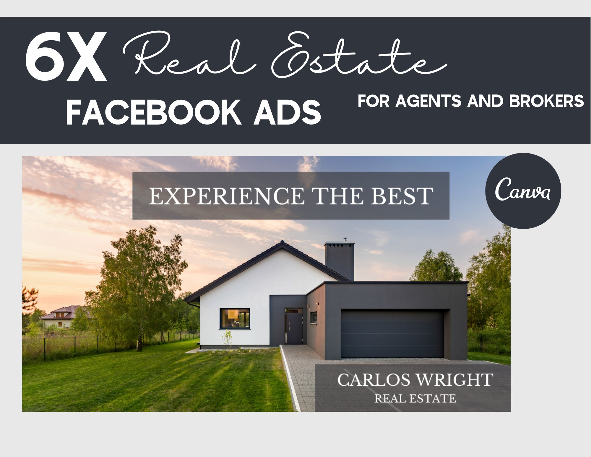 6X Real Estate Facebook Ad Templates Easy to Customize Marketing Etsy