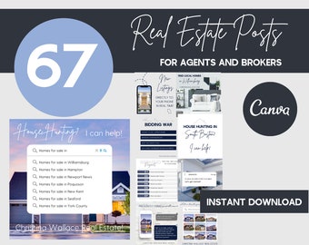 67 Real Estate Instagram Posts!  Social Media Templates | Instant Access | Marketing