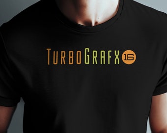 Camiseta con logotipo TurboGrafx 16, camisa NEC PC Engine, consola de videojuegos retro de 16 bits, camisa de coleccionista de videojuegos, regalo de jugador, gráficos turbo