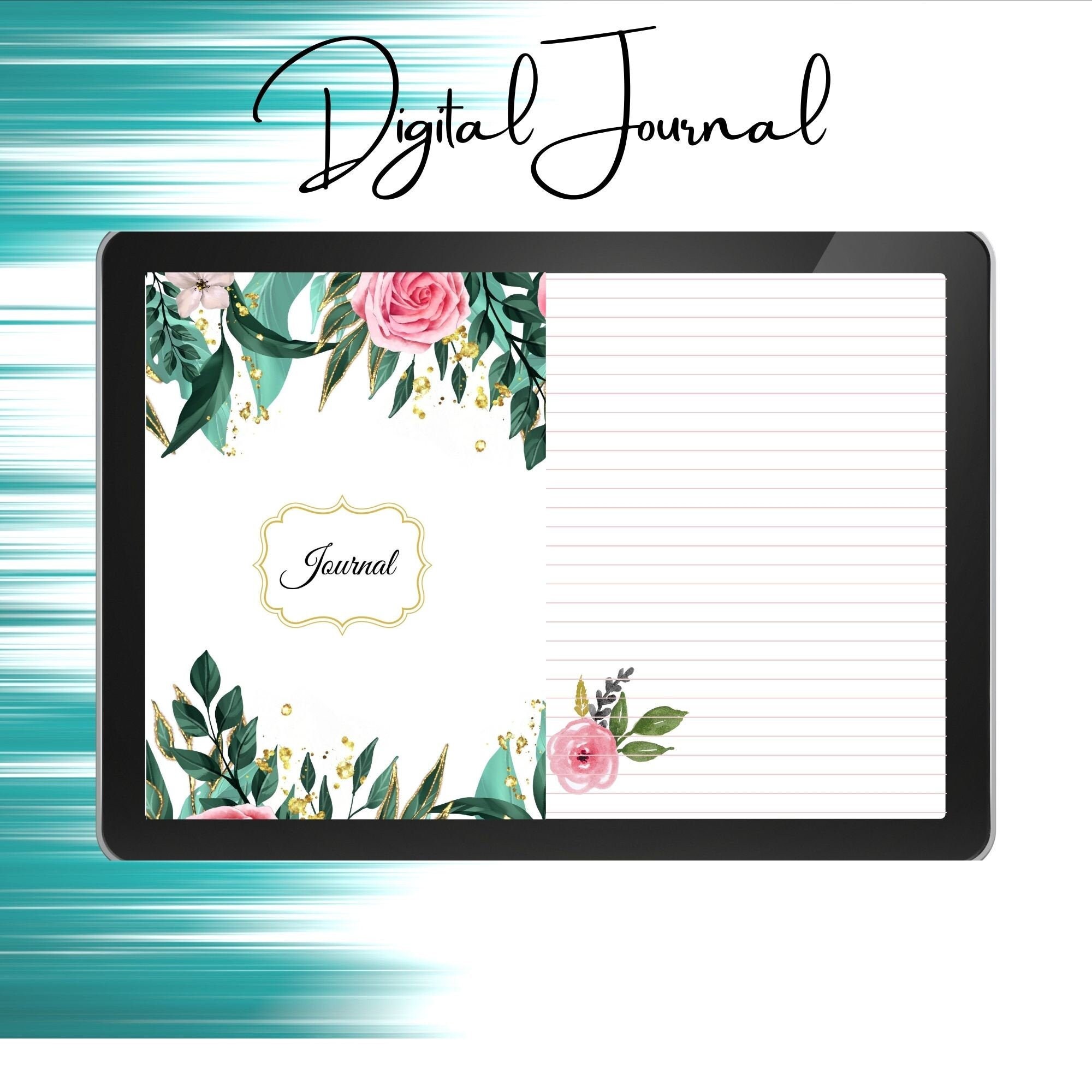 Digital Daily Journal. Digital Diary. Digital Notebook. 68 pages of note paper. GoodNotes. Momento. Journey.cloud