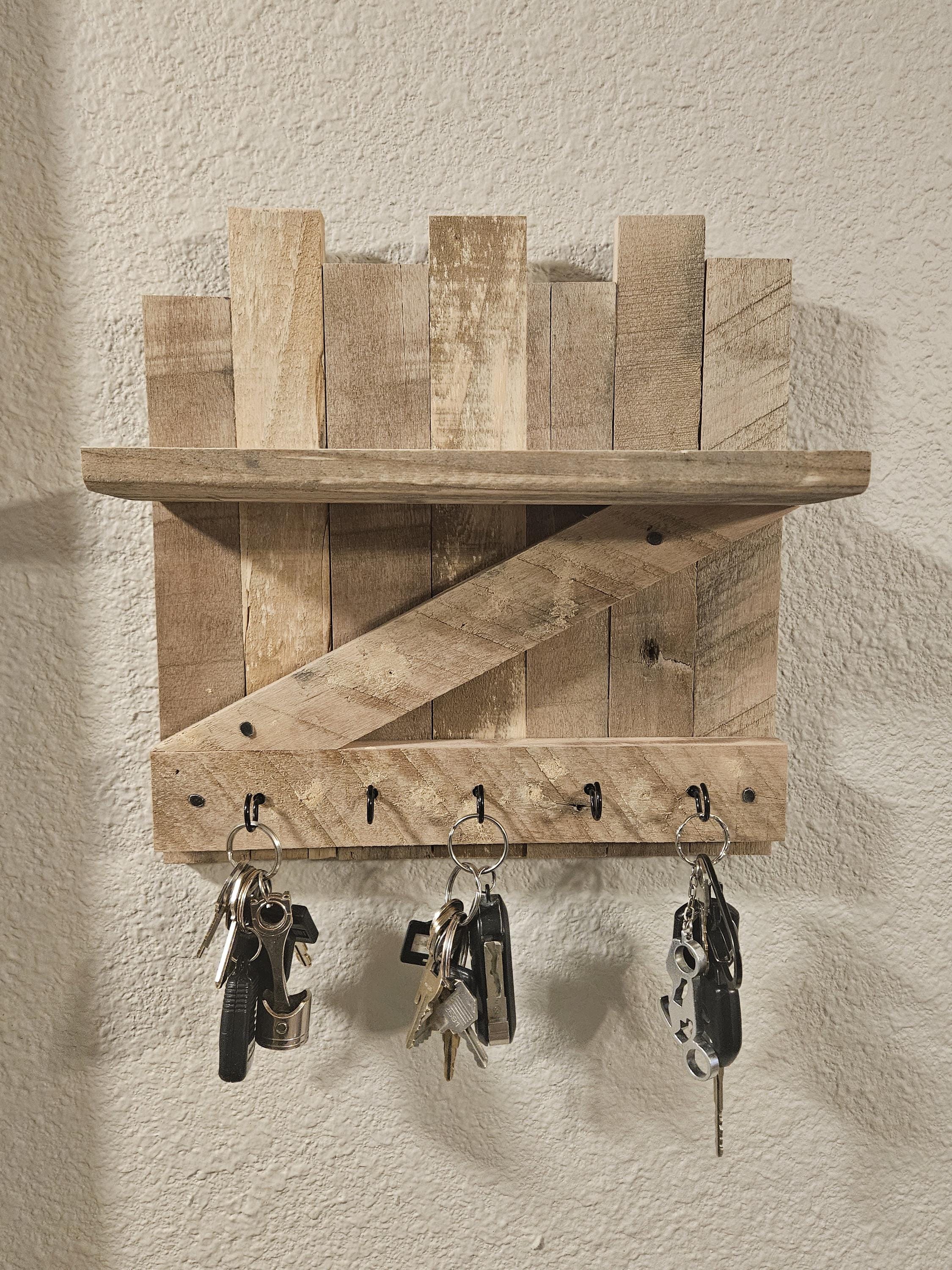 Reclaimed Key Rack Rustic Reclaimed Wood Key Holder With Shelf - Farmhouse Decor - Etsy