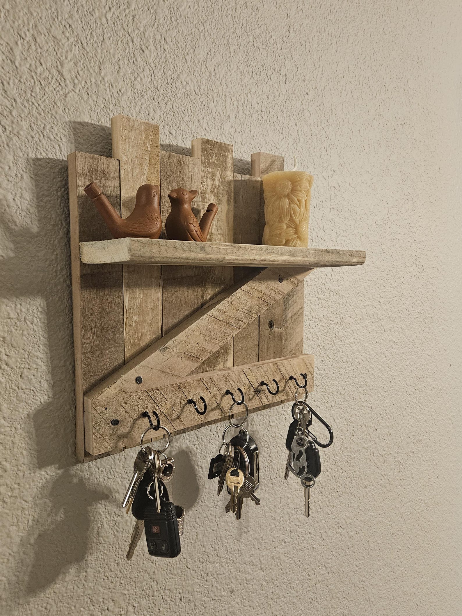 Reclaimed Key Rack Rustic Reclaimed Wood Key Holder With Shelf - Farmhouse Decor - Etsy