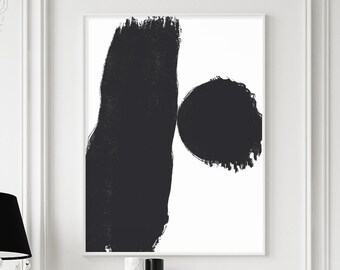 Black and White Abstract Wall Art for Home Decor, Brush Strokes Printable Wall Art for Apartment Decor, *Instant Download*