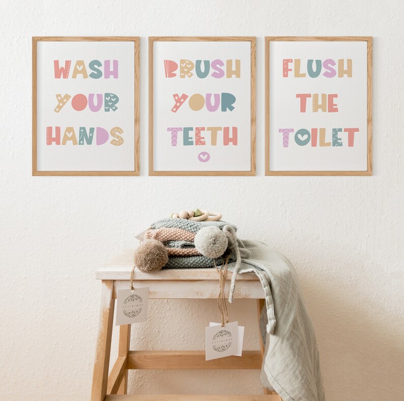 Bathroom Wall Art Hang Your Towel Toilet Wall Decor Kids Etsy