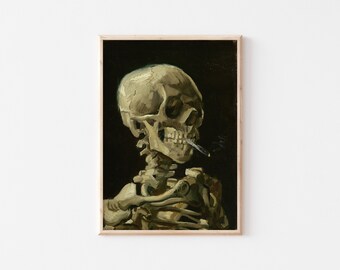 Van Gogh Print , Surreal Art for Halloween Wall Decor, Van Gogh Wall Art, Skeleton print, Famous Art Print, , * Instant download