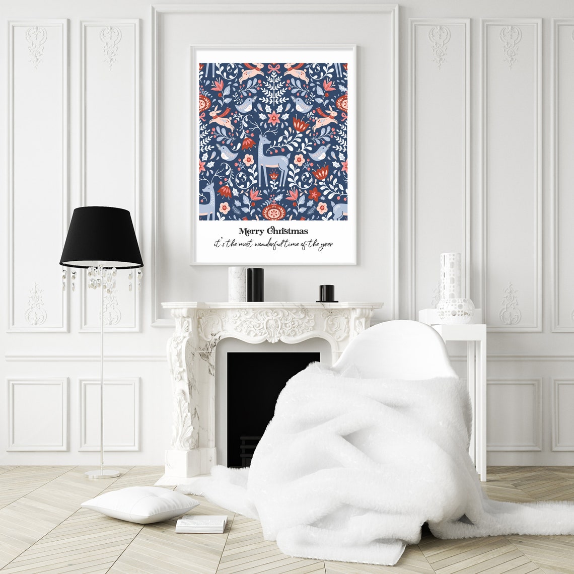 Reindeer Print for Nordic Christmas Christmas Wall Art for Etsy