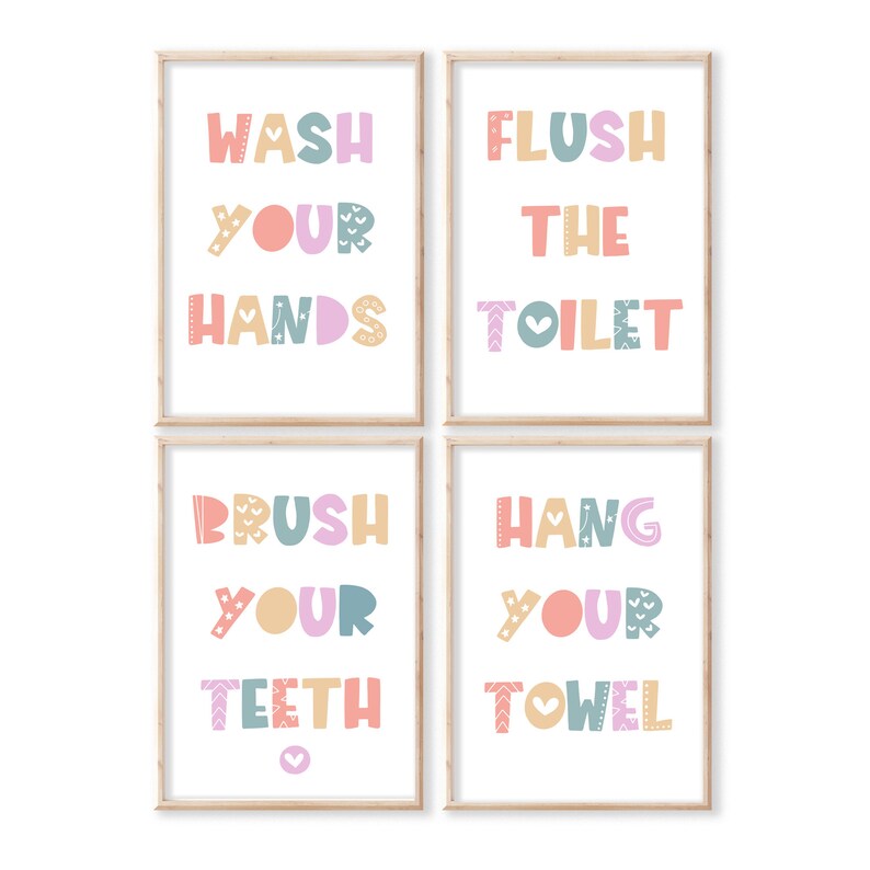 Bathroom Wall Art Hang Your Towel Toilet Wall Decor Kids Etsy