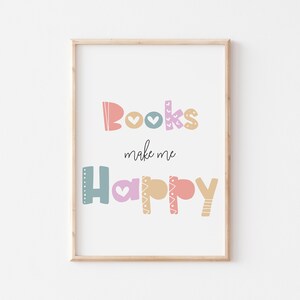 Classroom Posters, Reading Print for Library Wall Art, Books Make Me Happy, Read  Sign for Classroom Decor,*Instant Download*