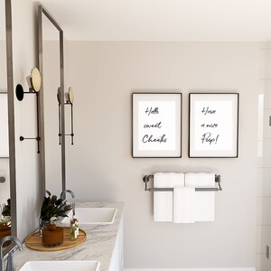 Funny Bathroom Signs, Set of 2 Prints, Hello sweet Cheeks, Cute Bathroom Sign for Bathroom Decor INSTANT DOWNLOAD image 4