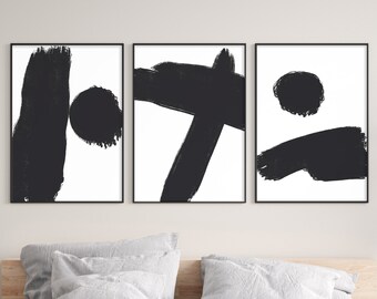 Set of 3 prints, Abstract Wall Art for Home Decor, Black and White Print for Apartment Wall Decor,*Instant Download*