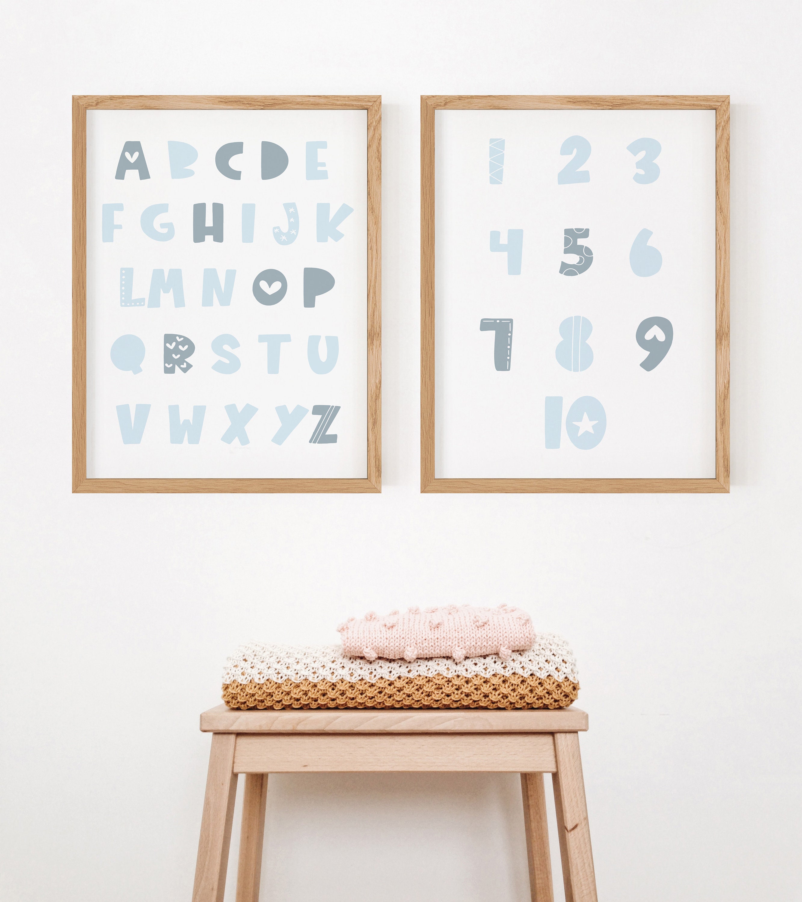 2 Piece Wall Art Number Print and Alphabet Poster for Etsy UK
