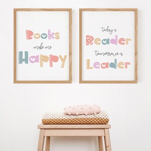 Classroom Posters, Reading Print for Library Wall Art, Books Make Me