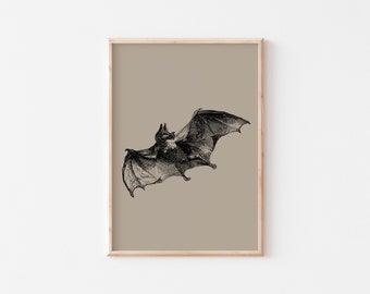 Bat Print for Halloween Wall Decor, Halloween Printable for Creepy Art, Vintage Halloween Prints, Bat Wall Decor,*Instant download