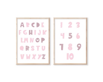 Classroom Posters, Number Print and Alphabet Poster for Classroom Decor, 2 Piece Wall Art  for Nursery Wall Art, *INSTANT DOWNLOAD*
