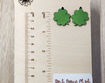 EARRINGS, Jewelry, Nickel free earrings, Wood earrings, Stud earrings, St. Patrick's Day earrings, Shamrock earrings, Lucky earrings, Clover