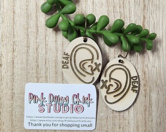 EARRINGS, Jewelry, Nickel free earrings, Dangle earrings, Wood earrings, Hearing impaired earrings, Hard of hearing, Hearing impaired, Deaf