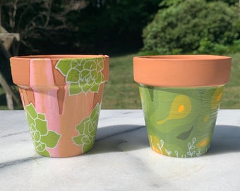 Painted 4in Flower Pots