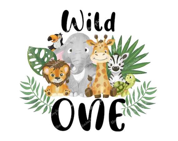 Jungle Safari Wild One Kids Design Watercolor effect Kids | Etsy