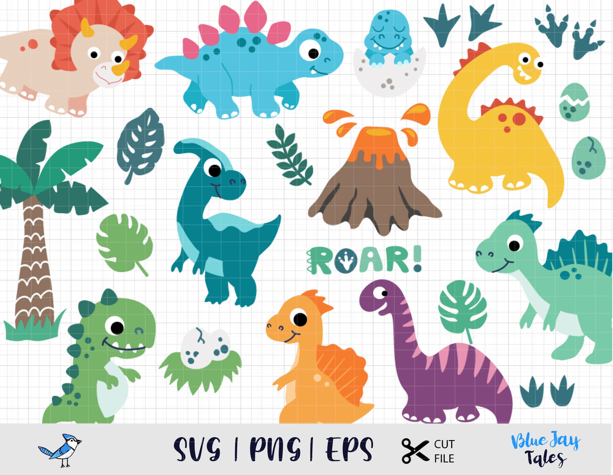 Download Dinosaur SVG bundle birthday svg Jurassic Animal Clipart | Etsy