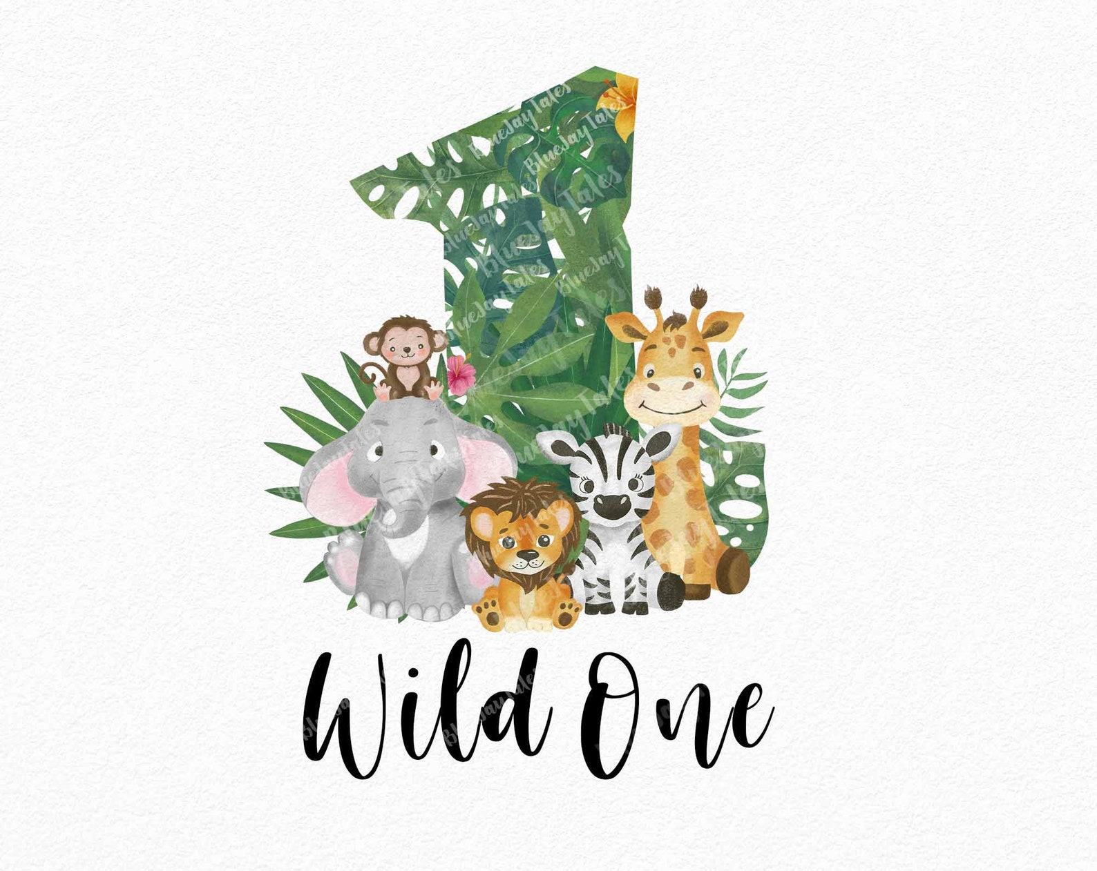 Jungle Safari Wild One Kids Design First Birthday Boy Etsy