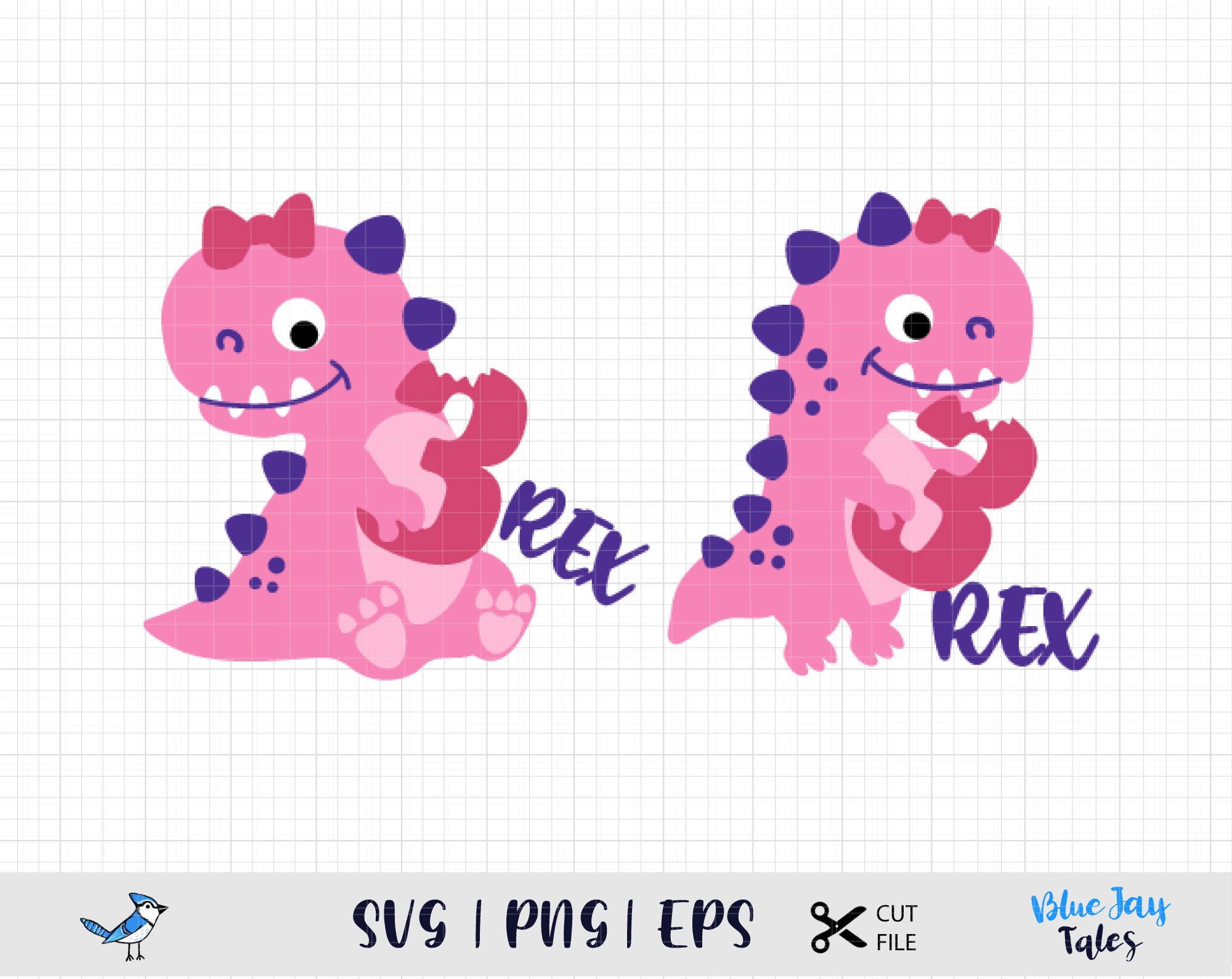 Download 3rd Birthday SVG Dinosaur Birthday girl svg Three REX t-rex | Etsy