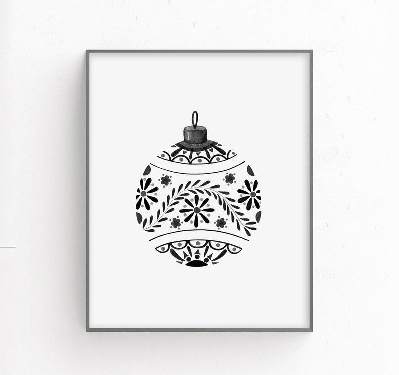 Christmas Printables Black and White Set of 3 Prints | Etsy