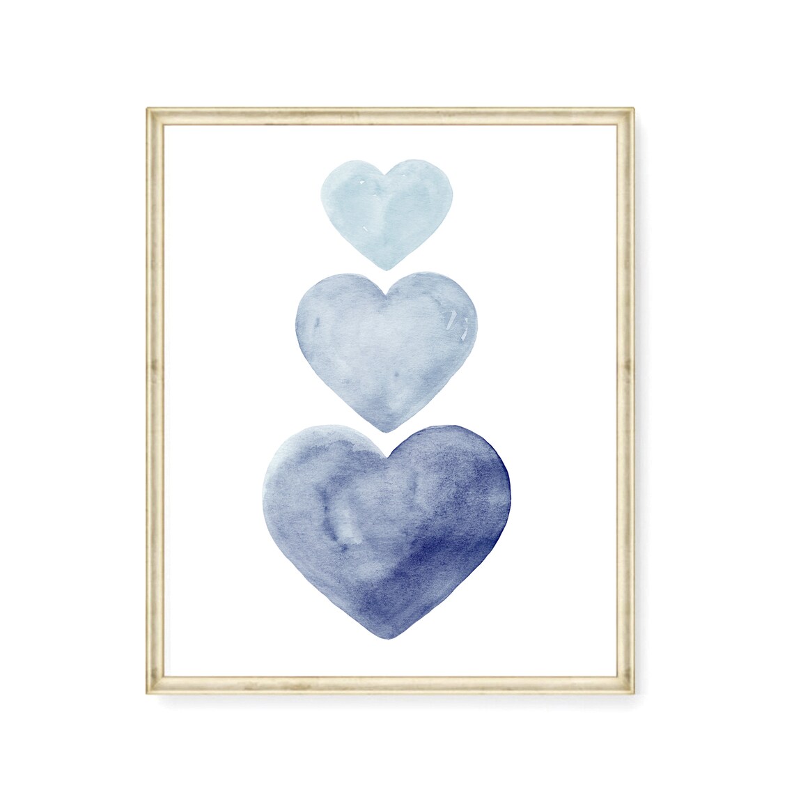 Blue heart print Watercolor navy hearts Indigo printables Etsy