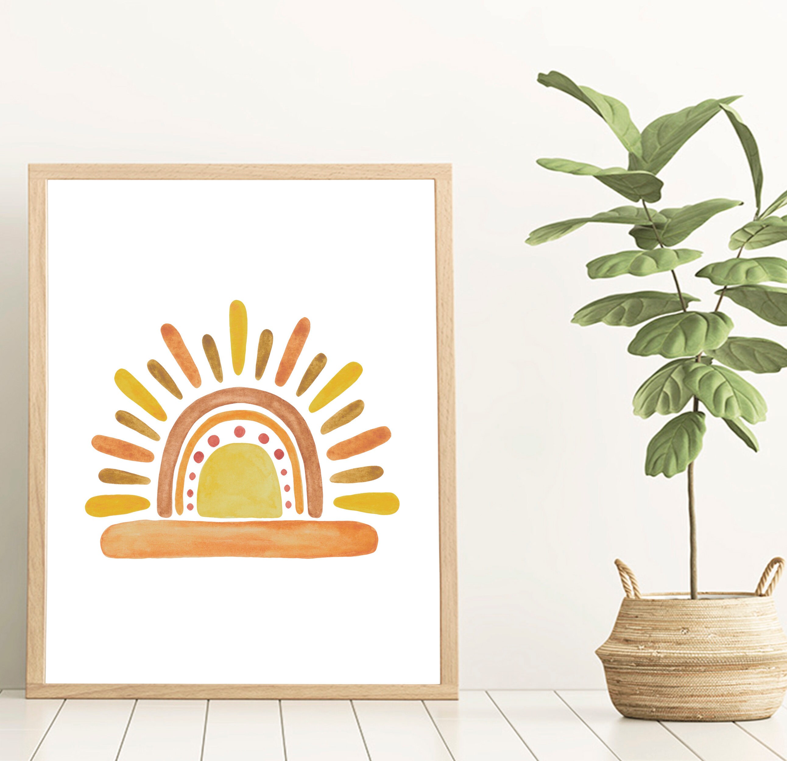 Bohemian sun print Rising sun poster Sunrise boho print Sun | Etsy