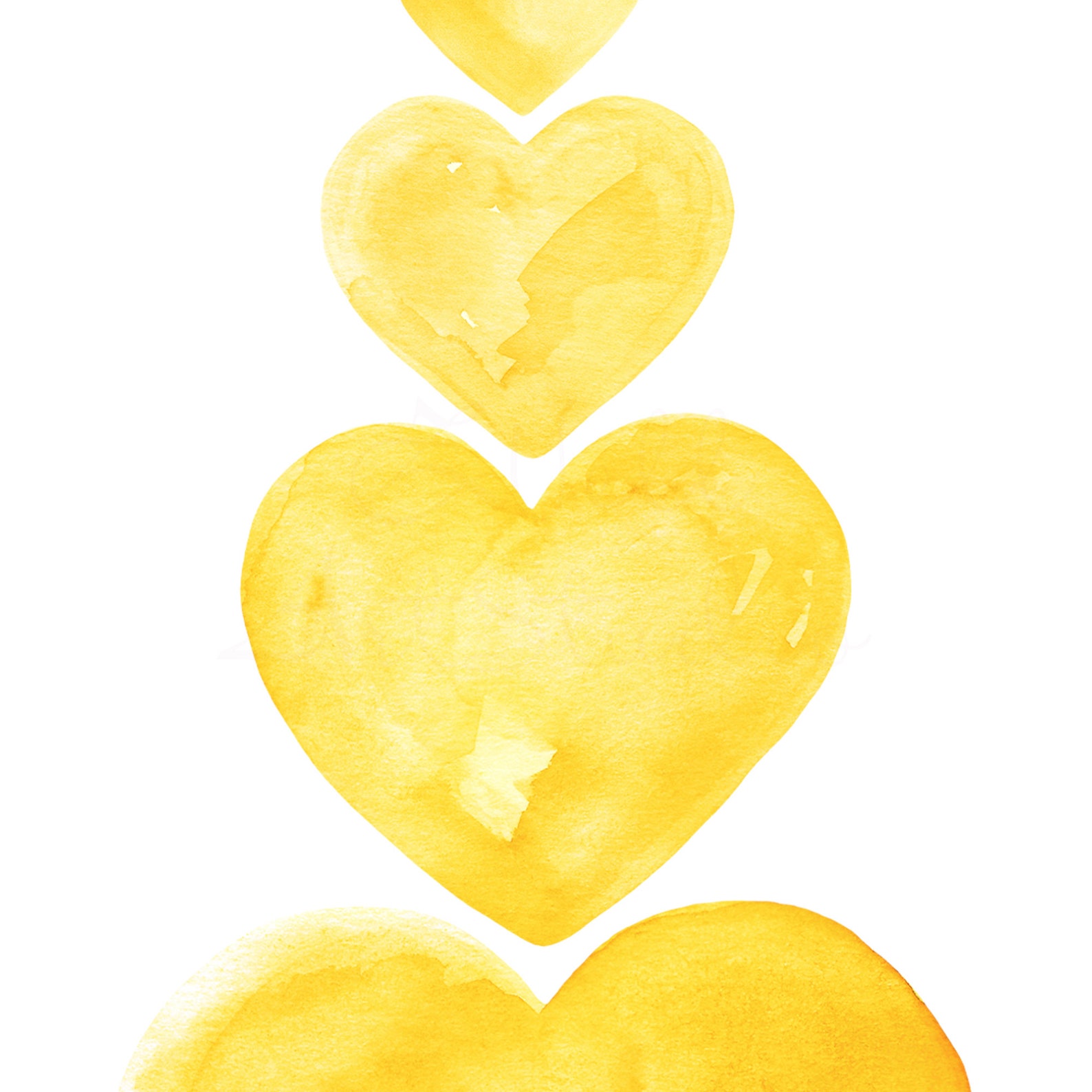 Yellow heart print Watercolor hearts Printable nursery wall | Etsy