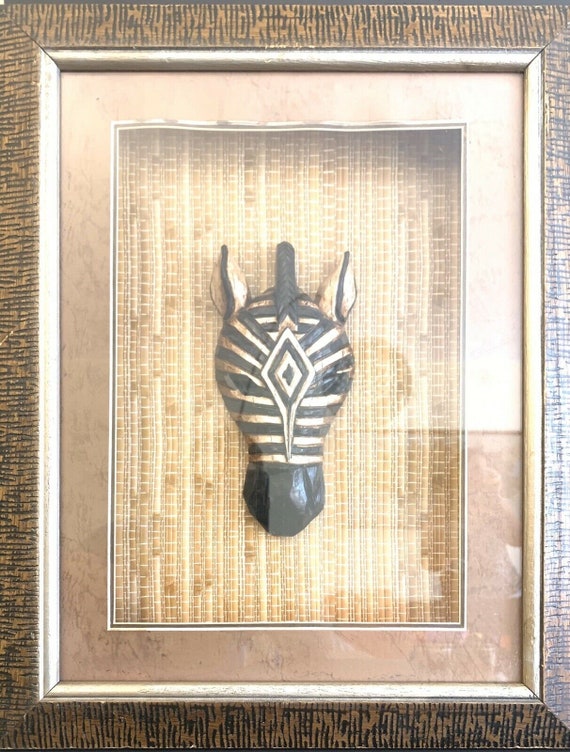 Zebra Head Shadowbox Zebra On Bamboo In Frame Picture Wall Etsy.de
