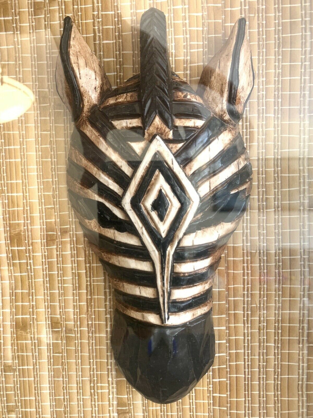 Zebra Head Shadowbox Zebra on Bamboo in Frame Picture Wall Etsy